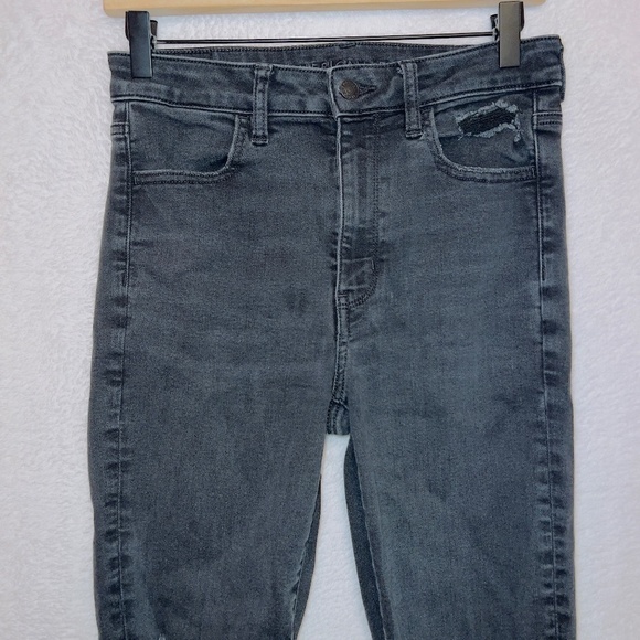 American Eagle AE Black Wash Next Level Stretch Distressed Super Hi Rise Jegging - Picture 3 of 7